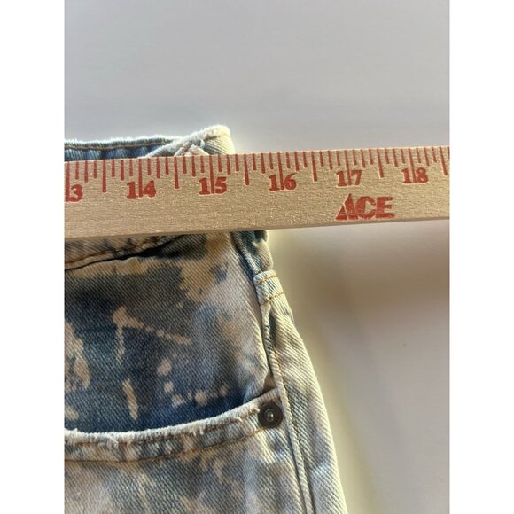 Free People denim blue whitewashed cut-off distressed shorts red stripe 29 - Picture 8 of 10